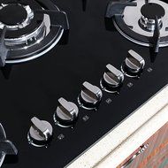 Windmax 30" Euro Design Black Tempered Glass Built-in Kitchen 5 Burners Gas Hob Cooktops