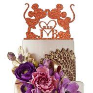 Sugar Yeti Made In USA Personalized Wedding Cake Topper Minnie Heart Mickey Initials With Date #25 Black