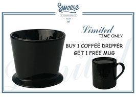 Pour Over Coffee Dripper - with Bonus Porcelain Mug, Black - by Sweese N4