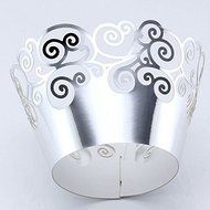 FENICAL Cupcake Wrappers Wedding Cupcake Decorations Birthday Baby Baby Shower Wrap 50-Pack (Silver) N2