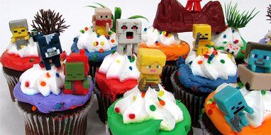 MINECRAFT 24 Piece Birthday CUPCAKE Topper Set Featuring Mini Minecraft Figures and Decorative Themed Accessories...