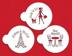 Designer Stencils C882 I Love Paris Cookie Stencil Set, Beige/Semi-Transparent