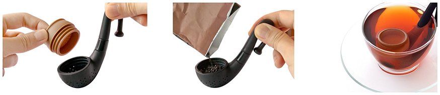 Pipe Tea Infuser - Highest Quality Silicone Loose Leaf or Herbal Tea Infuser Strainer Filter (Black) N4