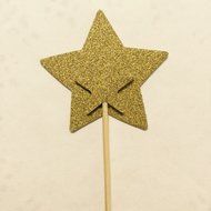 DooXoo Double Sided Star Topper Gold Glitter Star Wand Cake Topper Cupcake Topper Wedding Cupcake Toppers Set...