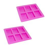 ALEKO 2SFC05 Rectangle Silicone Bread Mold Tray with 6 Bread Holes, Set of 2, Purple