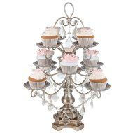 &#039;Madeleine Collection&#039; 12 Piece Cupcake Stand, Dessert Display Tower with Crystal Dangles (White) N7