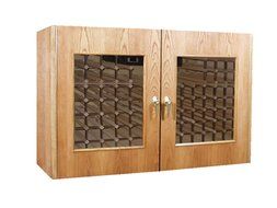 296-Model White Oak Wine Credenza with Glass Doors by Vinotemp