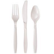 Plastic Silverware Set for 8 Guests, Yellow, 24 Pieces N4