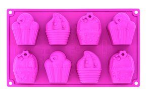 Pavoni FR080 Platinum Silicone Happy Birthday Multi-Tray Bake Mould, Pink N2