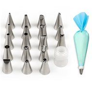 Gelindo 18-Piece Cake Decorating Tips Set with 1 Reusable Silicone Pastry Bag and 1 Plastic Coupler - Rust Resistant...