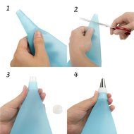 Gelindo 18-Piece Cake Decorating Tips Set with 1 Reusable Silicone Pastry Bag and 1 Plastic Coupler - Rust Resistant... N2