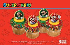 Super Mario Bros Cupcake Rings. 24 Count
