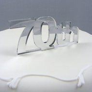 &quot;70th&quot; Cake Topper Mirror - 6cm with 4cm spike