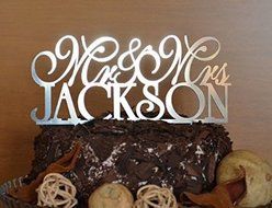 Personalized Custom Mr &amp; Mrs Wedding Cake Topper with Your Last Name Initial Wedding Cake Decor