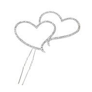 1 X Double Heart w/Rhinestone Cake Topper for Wedding, Engagement, Birthday, Party or Aniversary