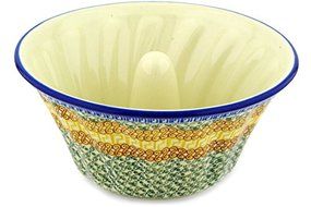 Polish Pottery Bundt Cake Pan 10-inch Grecian Sea