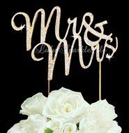 Lulu Sparkles LLC Gold Tone Mr &amp; Mrs Rhinestone Crystal Wedding Cake Topper Keepsake Custom Cake Topper Bling