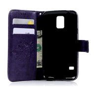 S5 Case,Samsung Galaxy S5 Case (i9600) - Wallet Embossed Flower Tree PU Leather Soft TPU Inner Cover with Magnetic... N7