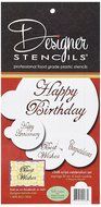 Designer Stencils C568 Script Celebration Cake Stencils Set, Beige/Semi-Transparent