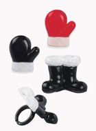 CLEARANCE FREE STANDARD SHIPPING - 24 Rings - Christmas Santa Boots &amp; Mittens - Official Crispie Sweets Cupcake...