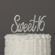16 Cake Topper 16th Birthday Party Supplies Crystal Rhinestone Decoration (Gold) N2