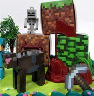 MINECRAFT 14 Piece Birthday CAKE Topper Set Featuring Random Minecraft Figures and Decorative Themed Accessories... N3
