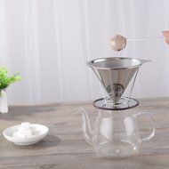 Ziselu Stainless Steel Pour Over Coffee Maker, Filter Cone and Holder, Micro Filter Coffee Dripper and Coffee... N4