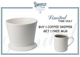 Pour Over Coffee Dripper - with Bonus Porcelain Mug, Black - by Sweese N8