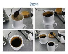 Pour Over Coffee Dripper - with Bonus Porcelain Mug, Black - by Sweese N9