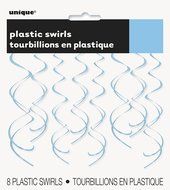 Plastic Hanging Swirl Decorations, 26&quot;, Light Blue, 8 Count N2