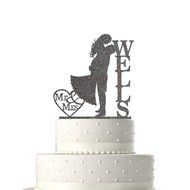 Sugar Yeti Made In USA Personalized Wedding Cake Topper Love Groom Kissing Bride #15 Gold Mirror N2