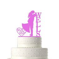Sugar Yeti Made In USA Personalized Wedding Cake Topper Love Groom Kissing Bride #15 Gold Mirror N4