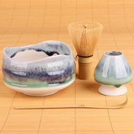 Goodwei Premium Matcha Tea Set &quot;Sumi&quot; - Ceremonial Bowl Chawan, Whisk and Holder - Gift Bo (120)