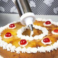 8&quot; Frosting Decorating Syringe Set of Spatula with 4 Nozzles Tips Aluminum White by Topenca Supplies
