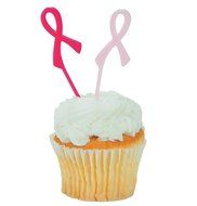 72 PINK RIBBON Breast Cancer Awareness 3&quot; PICKS/CUPCAKE Food Appetizer FUNDRAISING EVENT Decor/RELAY for LIFE/...