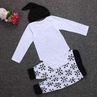 Clothes Set ,BeautyVan Newborn Infant Clothes Baby Print Tops Romper+ Geometry Pants Hat Outfits Set (12M, White) N2