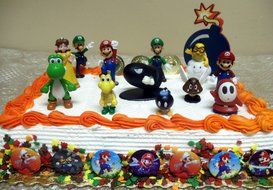 Mario Brothers Birthday Party 22 Piece Mario Birthday Cake Topper Featuring Mario, Luigi, Bullet, Toad, Mushroom... N3
