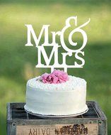 LOVENJOY with Gift Box Mr and Mrs Monogram Wedding Engagement Cake Topper (5.5-inch, Silver Glitter) N3