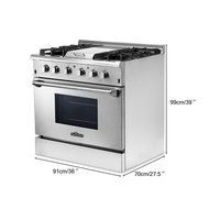Anself THOR KITCHEN Stainless Steel Dual Fuel Range Professional Free Standing Gas Range, 4 Burners, 5.2 Cu. Ft... N2