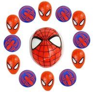 Spiderman Head Cake Topper with Light Up Eyes &amp; 12 Cupcake Rings, DecoPac, Marvel. N5