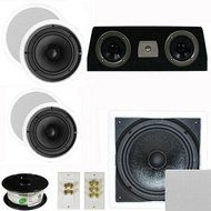 Theater Solutions 5.1 Home Theater 8" and 6.5" Speaker Set with Center, 10" Passive Sub More TS6C8CC51SET10