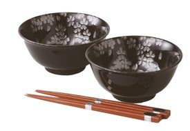 MINO ware bowl set anti-5.0 Bowl pair Kusunoki heaven chopsticks with silver Sai Sakura [boxed]