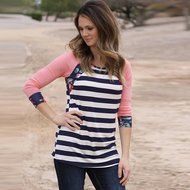 Fashion T-shirt,Morecome Women Floral Striped Printed Casual Blouse N3