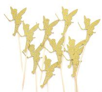 PuTwo 10 Counts Gold Glitter Angle Cupcake Toppers Cake Decorations