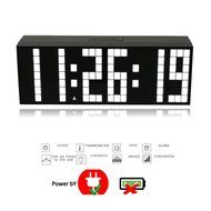 T Tocas Large Big Number LED Snooze Wall Desk Alarm Clock Thermometer Calendar (Green) N13