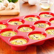 OvenArt Bakeware Silicone 12-Cup Muffin Pan, Red N2