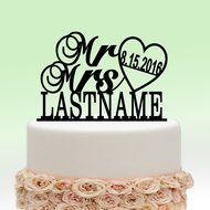 ivisi Personalized Wedding Cake Topper Custom Initial Name Decoration Anniversary Gift (Design 10)