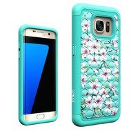 Galaxy S7 Edge Case, HLCT Rugged Shock Proof Dual-Layer Case for Samsung Galaxy S7 Edge (2016) (Green White A) N8