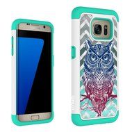 Galaxy S7 Edge Case, HLCT Rugged Shock Proof Dual-Layer Case for Samsung Galaxy S7 Edge (2016) (Green White A) N10