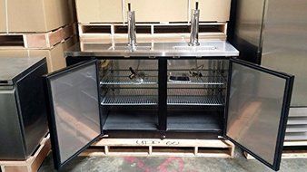 60" Dual Tap Keg Beer Can Bottle Dispenser Refrigerator Stainless Steel Top UDD-24-60, Kegerator Fridge